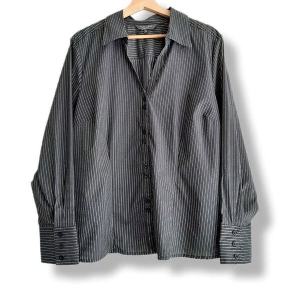 ADDITION ELLE Button Down Dot Stripe Dress Shirt Sz 18